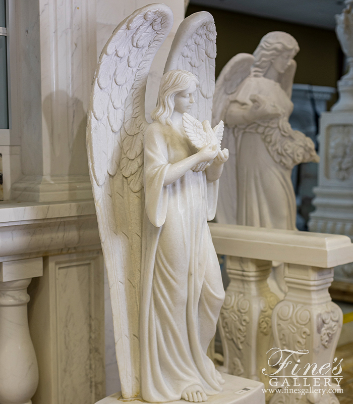 Marble Memorials  - Angel With Dove Memorial - MEM-491